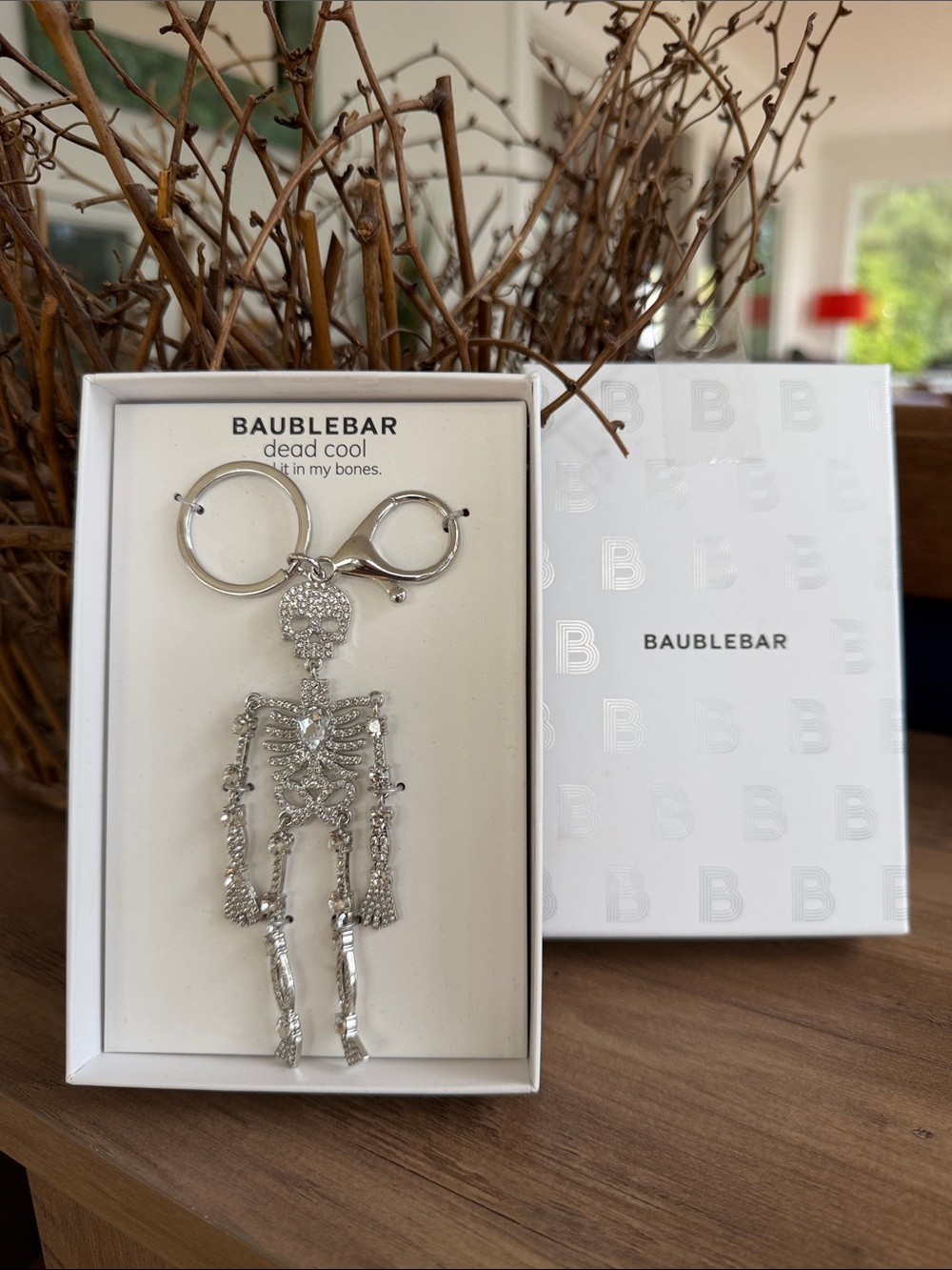 BaubleBar Silver Crystal Skeleton Keyring